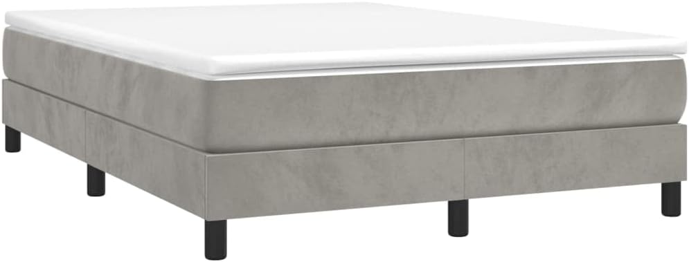Light Grey Full Size Bed Frame with Velvet Fabric and Ample Storage Space, Modern Minimalist Design, Luxurious Material, Robust Construction, Easy Maintenance, Bedroom