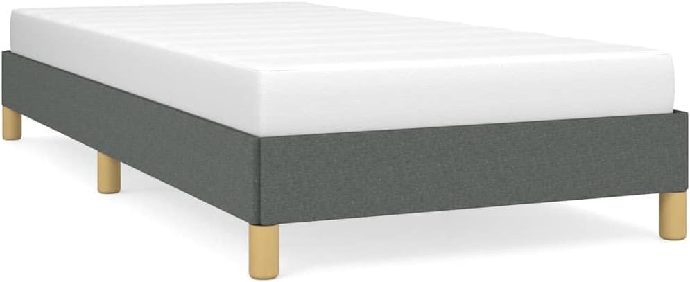 Twin XL Fabric Bed Frame with Dark Grey Polyester Upholstery, Engineered Wood and Plywood Construction for Modern Bedrooms, Durable Support and Sleek Design