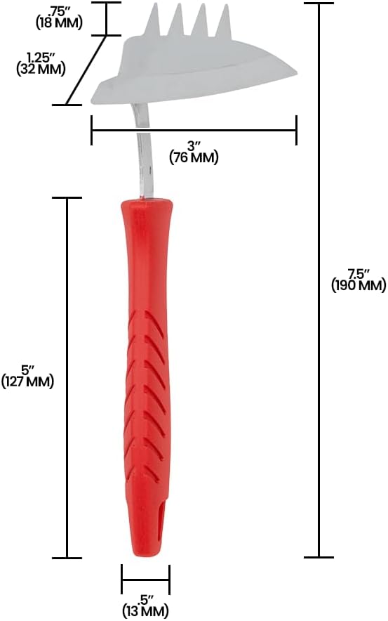 Zenport LT373 Stainless Weeder, Hoe, Rake Combo Hand Tool, Red - 12 Pack