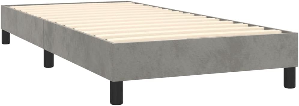 Light Gray Velvet Twin XL Bed Frame with Sturdy Construction and Modern Minimalist Style for Bedroom Decor