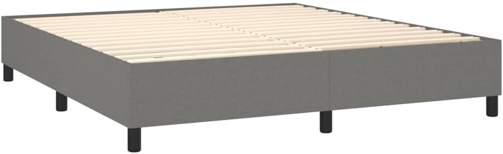 Dark Gray Fabric King Size Bed Frame with Plywood and Engineered Wood Construction, Durable Polyester Upholstery for Modern Bedroom, Breathable Material and Easy Assembly