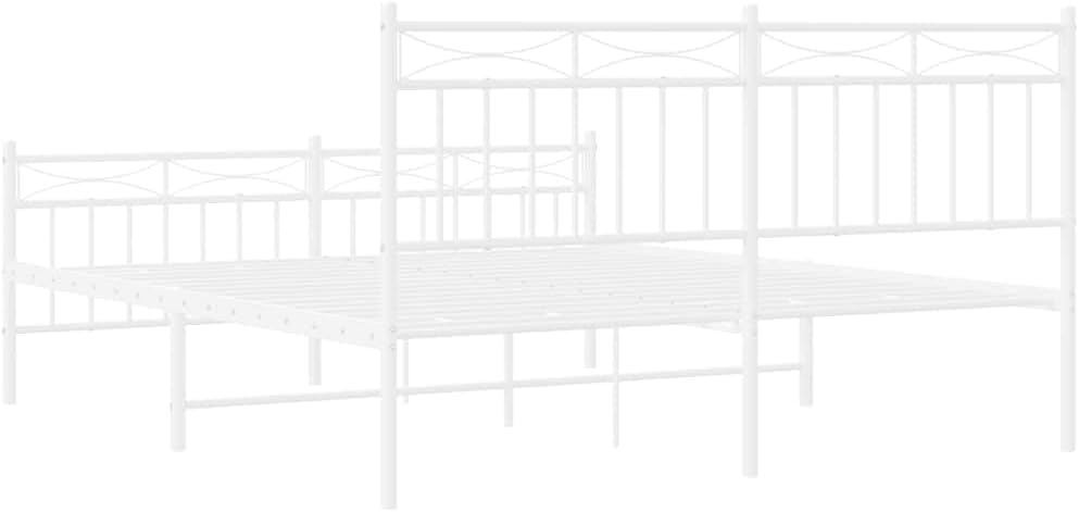 White Powder-Coated Steel King Size Bed Frame with Open Base for Storage, Durable Metal Bed Support for Mattress, Sturdy Frame with Timeless Design and Sleek Finish, Easy