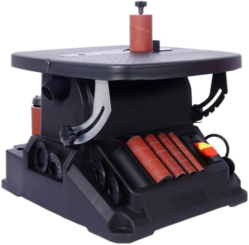 Vertical Oscillating Spindle Sander & Belt Sander, 2 IN 1 Combination Woodworking Machine 1-17/32' dust port, 5 Sanding Sleeves, 1575-2000RPM Adjustable Speed Control for Woodworking Projects