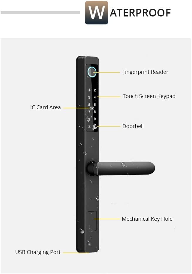 Waterproof Outdoor TUYA Fingerprint Lock APP Code Keyless Smart Electronic Door for Aluminum Door/Iron Gate