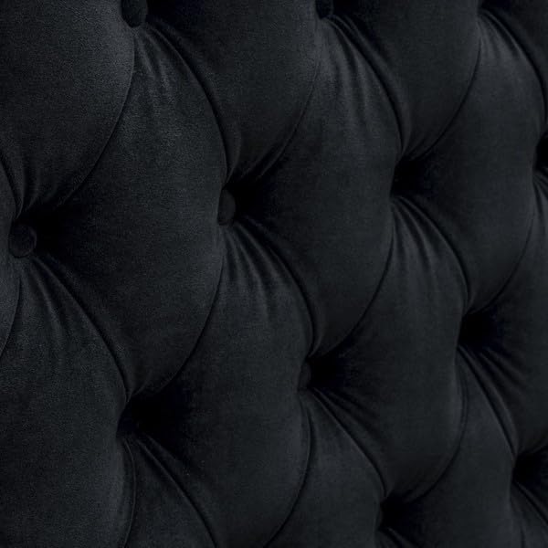 Madison Park Amelia Headboard Queen Wingback Upholstered - Hand-Tufted Button Detail, Double Nailhead Trim, Foam-Padded Durable Fabric, Adjustable Fit for Classic/Transitional Bedrooms-Black Velvet