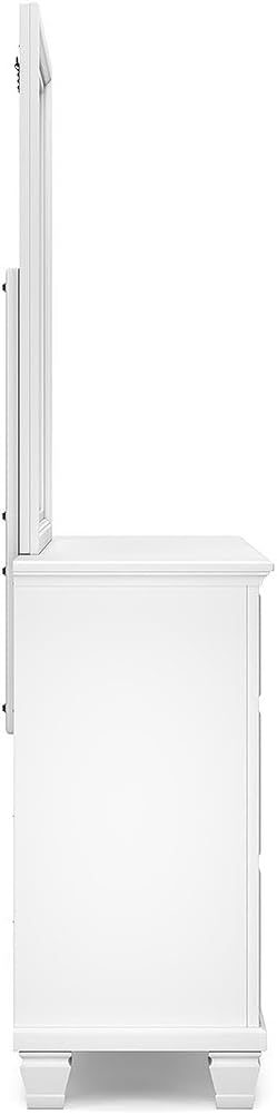 Signature Design by Ashley Fortman Casual Dresser and Mirror, Tapered Feet, 7 Storage Drawers, Round Satin Nickel Metal Knobs, Wood, 74.13' High, White