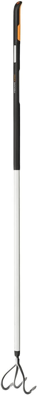 Fiskars Xact Cultivator 3 prongs 150 mm, for Optimal Cultivation of the Soil, Length: 172 cm, Width: 14.8 cm, Black/Orange, Stainless Steel/Plastic/Aluminium, 1027040