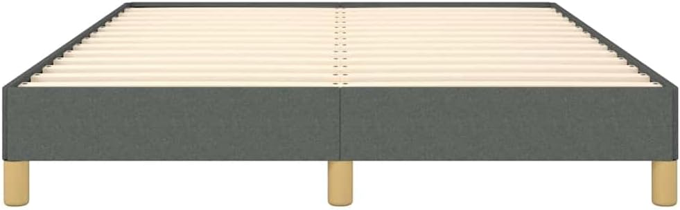 Full Upholstered Bed Frame Dark Gray Polyester Fabric with Engineered Wood, Modern Headboard-Free Design for Bedroom, 4-Piece Set with Plywood Support, Easy Assembly