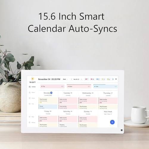 Smart Digital Calendar Planner, 15.6 Inch Full HD Touchscreen Family Organizer with Interactive Chore Chart, for Seamless Scheduling and Home Decor (US Plug)