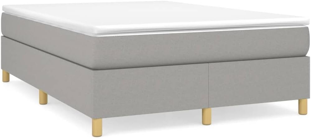 Light Grey Upholstered Full Bed Frame with Breathable Fabric and Sturdy Construction for Modern Bedroom Decor, 4-Piece Set