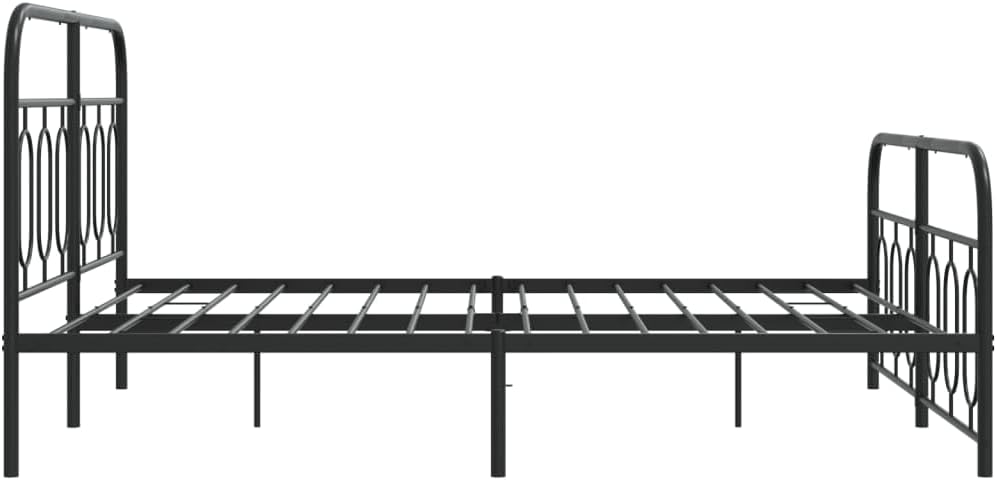 Full Metal Bed Frame with Black Matte Finish, 59 x 79 Inches, 5 Legs for Enhanced Stability, Underbed Storage Space, Easy Assembly, Modern Rectangular Design for Adult Bedroom