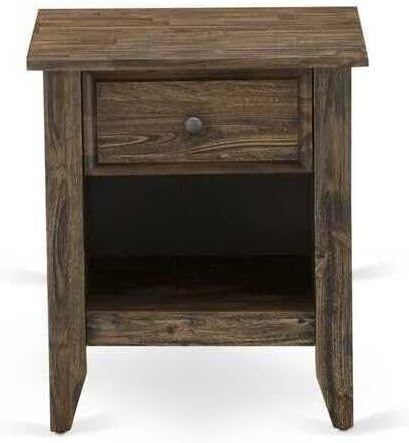 HomeStock Antique Ambiance 2 Piece Bedroom Set with Button Tufted Full Bed Frame and a Distressed Jacobean End Tables Dark Brown Faux Leather with Black Texture and Black Legs