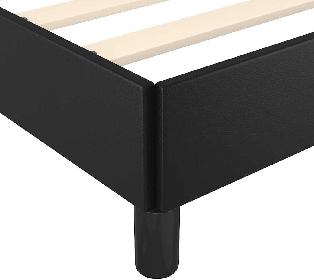 King Size Bed Frame with Faux Leather Finish and Engineered Wood Construction, Contemporary Black Minimalist Design, Supports Up to 1102.3 lb, Easy Assembly and Durable