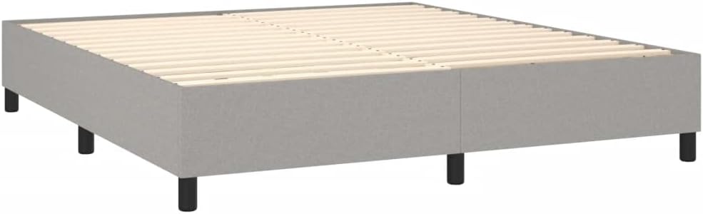 Light Grey King Size Upholstered Bed Frame with Breathable Polyester Fabric and Durable Plywood Construction for Modern Bedrooms