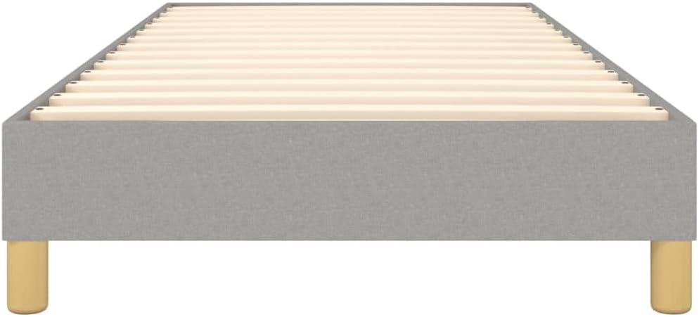 Light Gray Polyester Twin XL Bed Frame with Plywood and Engineered Wood Construction, Durable Fabric and Sturdy Support for Modern Bedroom, Breathable Material and Sleek