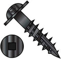 8X1 1/2 Square Recess Round Washer Head Deep Thread Type 17 Wood Screw 2/3 Thread Black Oxide (Pack Qty 2,500) BC-0824DQRW17DB By Shorpioen
