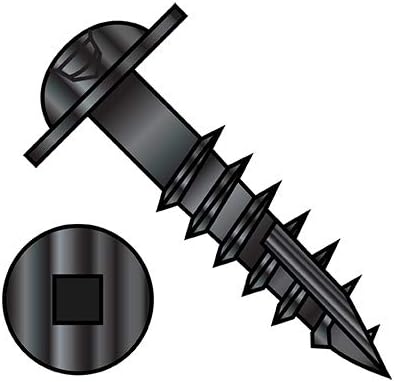 8X1 1/2 Square Recess Round Washer Head Deep Thread Type 17 Wood Screw 2/3 Thread Black Oxide (Pack Qty 2,500) BC-0824DQRW17DB By Shorpioen