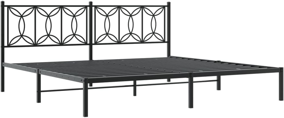 Modern Rectangular Full Bed Frame, Black Matte Steel Platform with Ample Under-Bed Storage, Durable Metal Slats for Mattress Support, Easy Assembly Bedroom Furniture Set