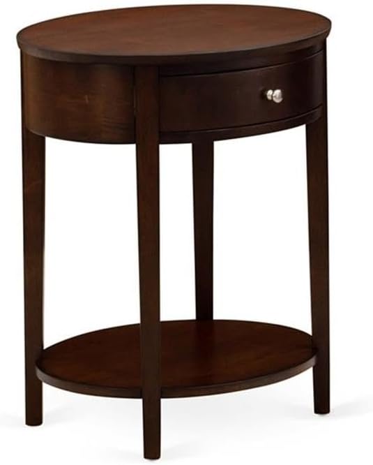 East West Furniture GB25F-1HI0M 2-Piece Platform Bedroom Set with Button Tufted Full Size Bed Frame and an Antique Mahogany End Table - Dark Brown Faux Leather with Black Texture and Black Legs