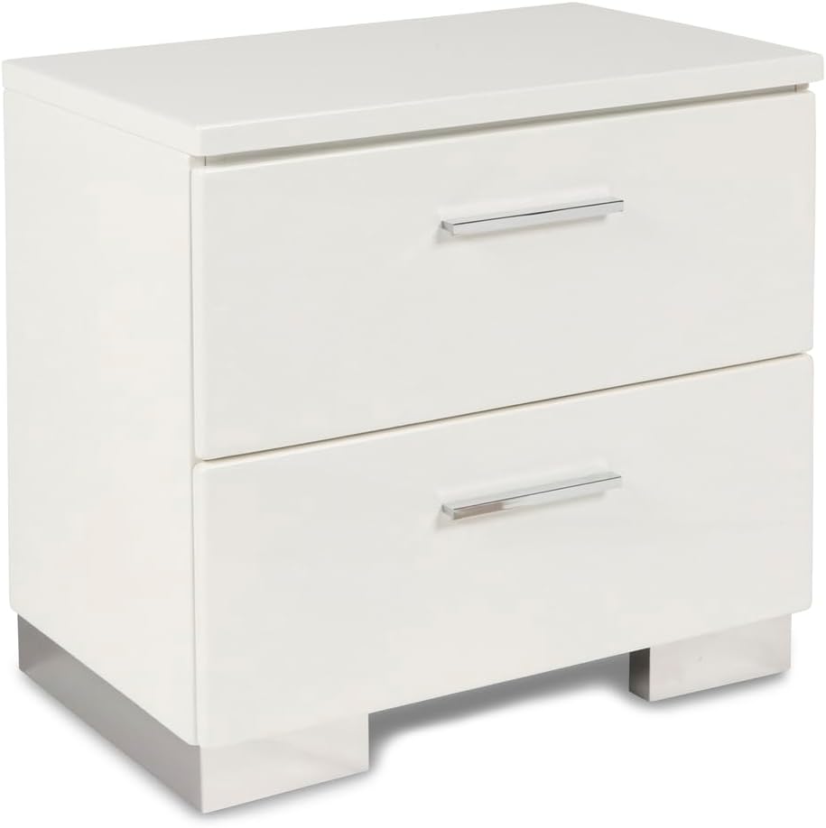 HomeStock Modern 5-Piece Bedroom Set with Lighted Panel Bed - White Finish
