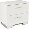 HomeStock Modern 5-Piece Bedroom Set with Lighted Panel Bed - White Finish