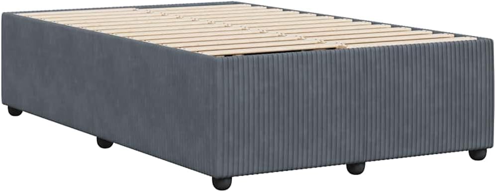 Dark Gray Velvet Bed Frame with Sturdy Plywood and Pine Construction, Breathable Fabric for Comfort, Easy Assembly with Two People, 4-Piece Set for Master or Guest Room