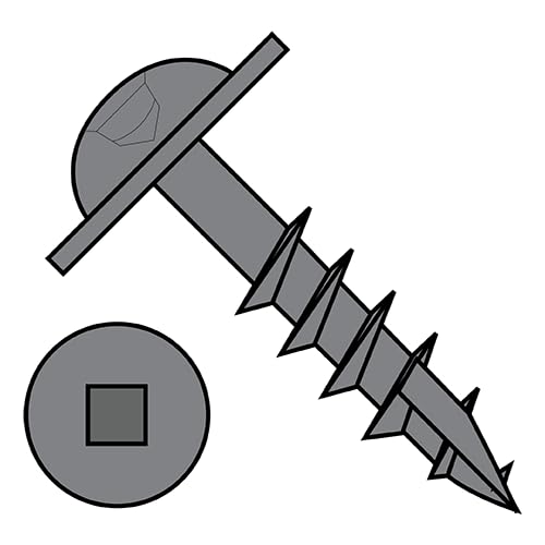 #8 x 1 1/4' Deep Thread Wood Screws/Pocket Hole/Square Drive/Round Washer Head/Type 17 / Steel/Plain / 5000 Pc. Carton