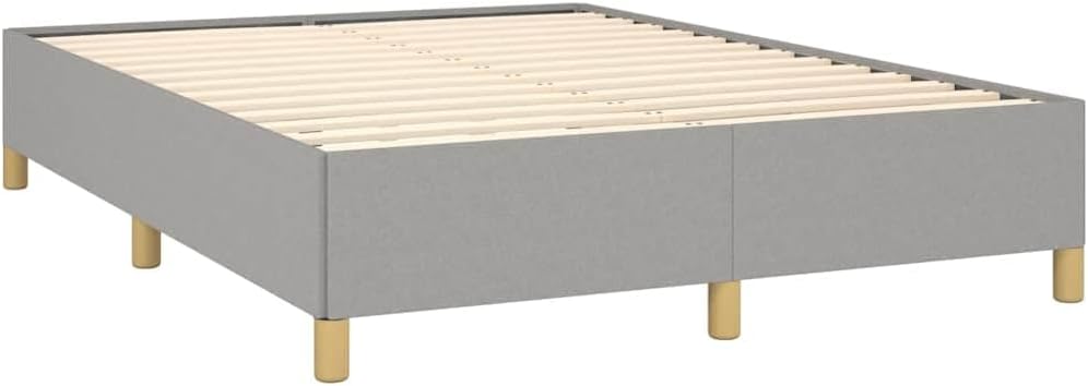 Light Grey Upholstered Bed Frame with Polyester and Engineered Wood, Full Size Modern Platform Bed for Adults, Breathable Fabric and Durable Design, Easy Assembly