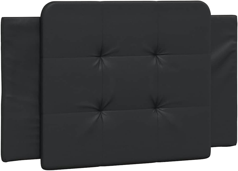 Modern Faux Leather Single Bed Frame Black Durable Sturdy Pine Wood Construction with Cushioned Headboard for Space Saving Design