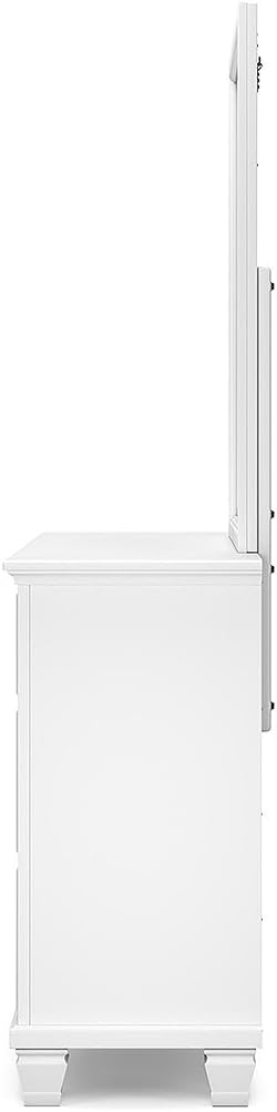 Signature Design by Ashley Fortman Casual Dresser and Mirror, Tapered Feet, 7 Storage Drawers, Round Satin Nickel Metal Knobs, Wood, 74.13' High, White