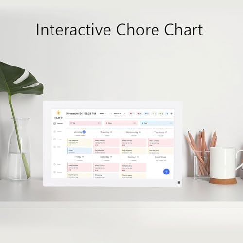 Smart Digital Calendar Planner, 15.6 Inch Full HD Touchscreen Family Organizer with Interactive Chore Chart, for Seamless Scheduling and Home Decor (US Plug)