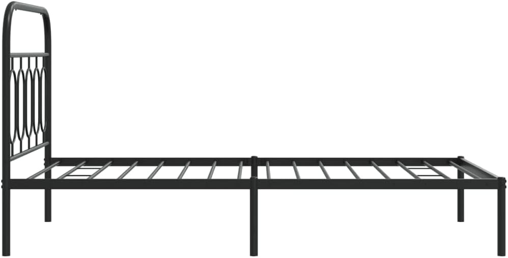 Modern Black Steel Bed Frame 39.4x78.7 Inches with Ample Storage, Heavy-Duty Metal Construction and Durable Powder-Coated Finish for Adult Bedroom