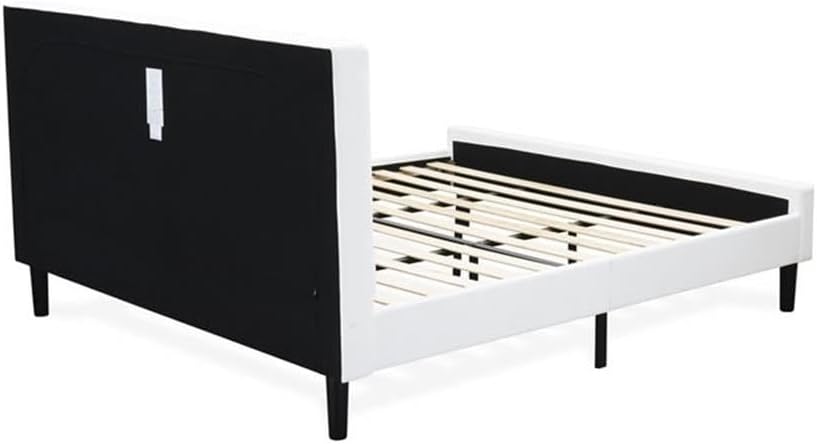 East West Furniture NL19K-2DE05 3 Piece King Bed Set - Button Tufted Bed Frame - Linen white Velvet Fabric and Upholstered Headboard and a Linen white Finish Nightstand