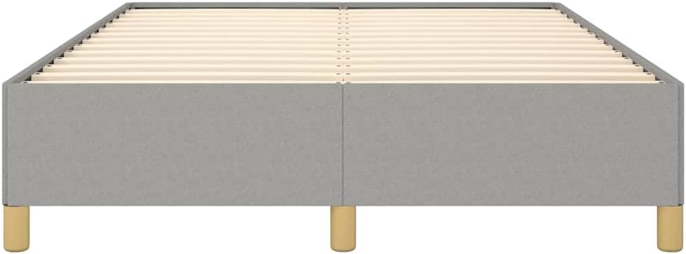 Light Grey Upholstered Bed Frame with Polyester and Engineered Wood, Full Size Modern Platform Bed for Adults, Breathable Fabric and Durable Design, Easy Assembly