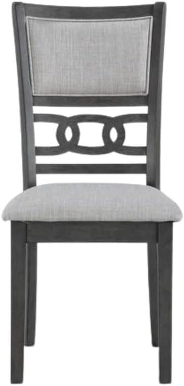Furnifact Gray 3-Piece Wood Dining Set with Round Drop-Leaf Table and 2 Chairs, Small Space Furniture, Solid Rubberwood, Contemporary Finish