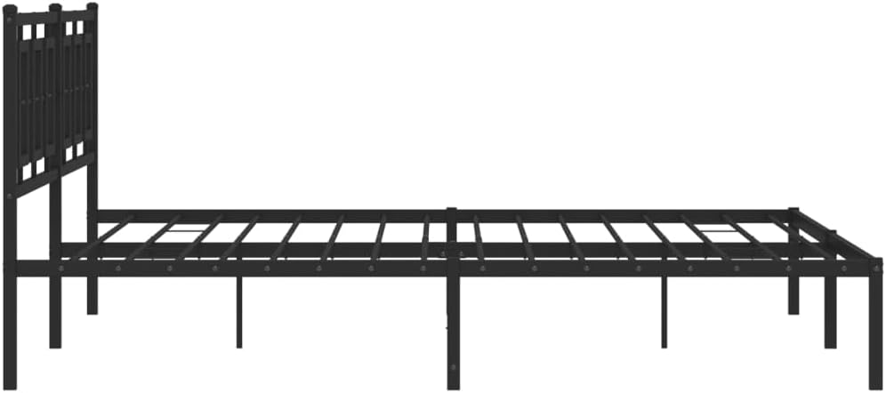 Black Steel Bed Frame with Headboard 76.0 x 80.0 in Rectangular Design, Powder Coated Rust Resistant Metal Frame for Sturdy Support and Underbed Storage Space, Easy Assembly