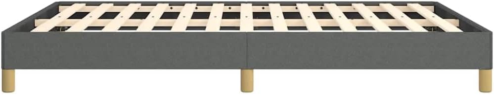 Full Upholstered Bed Frame Dark Gray Polyester Fabric with Engineered Wood, Modern Headboard-Free Design for Bedroom, 4-Piece Set with Plywood Support, Easy Assembly