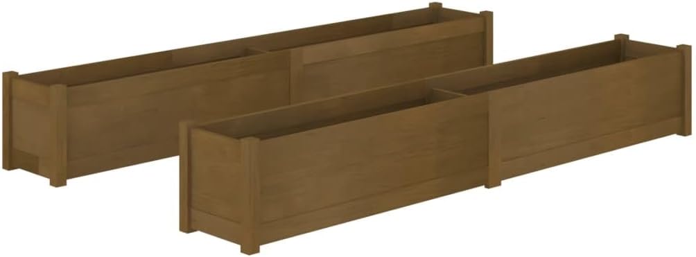 78.7 x 78.7 x 12.2 in Large Pinewood Rustic Rectangular Planter Box Set of 2 for Garden Outdoor Flower Pots Terrace Balcony Raised Bed