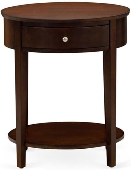 East West Furniture GB25F-1HI0M 2-Piece Platform Bedroom Set with Button Tufted Full Size Bed Frame and an Antique Mahogany End Table - Dark Brown Faux Leather with Black Texture and Black Legs