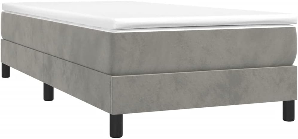 Light Gray Velvet Twin XL Bed Frame with Sturdy Construction and Modern Minimalist Style for Bedroom Decor