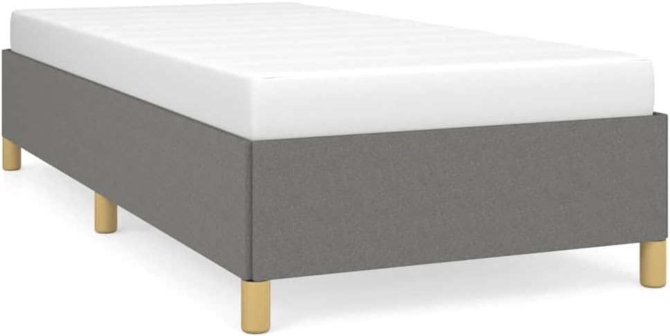 Dark Grey Polyester Bed Frame with Plywood Slats for Twin XL Size, Modern Minimalist Design, Breathable Fabric, Durable Engineered Wood Construction, Space-Saving Single