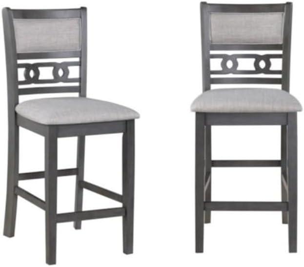 Furnifact Grey 3 Piece Drop Leaf Table and Chairs, Solid Wood Round Dining Table with Chairs, Space-Saving Design with Storage Shelf for Small Kitchens