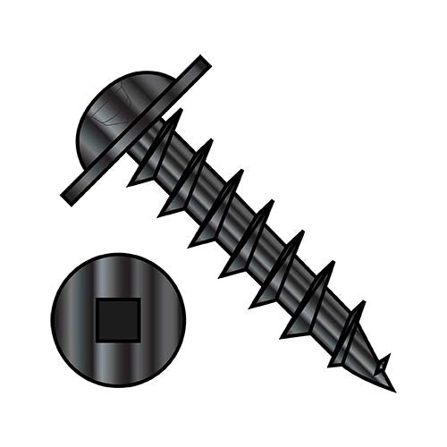 8X1/2 Square Recess Round Washer Head Deep Thread Wood Screw Full Thread Black Oxide (Pack Qty 8,000) BC-0808DQRWDB by Shorpioen