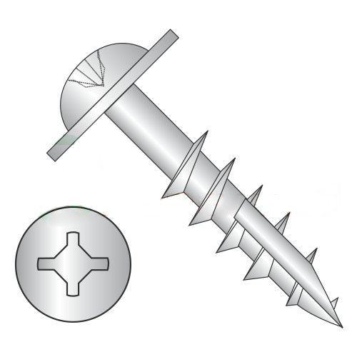 #10 x 1 1/2' Deep Thread Wood Screws/Combo/Round Washer Head/Type 17 Pt/Steel/Zinc/Square & Phillips Combo Drive/Type 17 Pt / 2/3 Thread (Carton: 2,800 pcs)
