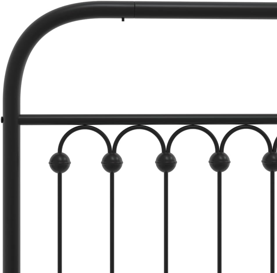 Black Steel Bed Frame 39.4x78.7 Inches with Headboard and Footboard, Sturdy Metal Platform for Ample Under-Bed Storage Space, Easy Assembly with Sleek Matte Finish, Durable