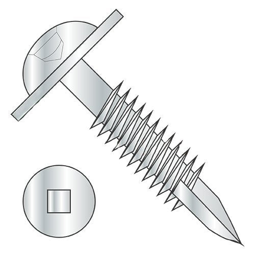 #7 x 1 1/4' Deep Thread Wood Screws/Pocket Hole/Square Drive/Round Washer Head/Type 17 / Steel/Zinc/Fine Thread/Type 17 Point & Chip Cavity (Carton: 7,000 pcs)