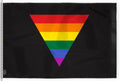 AGAS Large Black Rainbow Triangle Flag 8x12 Ft - Printed 200D Nylon - Rope Thimble Brass Grommet Stitched Edges Fade Proof Sharp Colors - Large Size Indoor/Outdoor Rainbow Triangle Pride flag