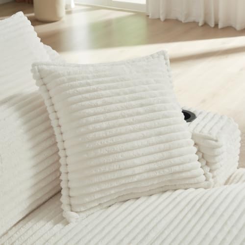 HRVEOCEI 47.2' Oversized Chaise Lounge Chair Indoor, Corduroy Boneless Chaise Lounge with 2 Pillows, Comfy Reading Chair with Ottoman, Black Sleeper Chairs for Adults Living Room Bedroom (White 47.2)