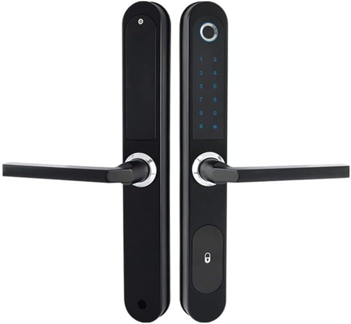 Waterproof Fingerprint Lock Outdoor Gate Lock App Code Keyless Smart Lock Digital Electronic Door Lock for Glass Door (Color : Black Right Pull, Size : 4585)