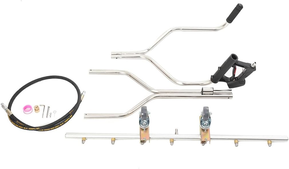 5000 PSI Heavy Duty Water Broom Surface Cleaner 7 Nozzle Pressure Washer Attachment with 3/8 Quick Connect, Adjustable Handle & Wheels for Hot/Cold Water (Commercial & Home Use)